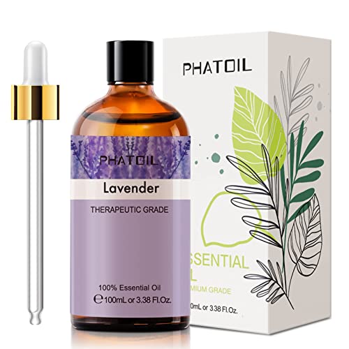 PHATOIL Lavender Essential Oil 100ML, Pure Premium Grade Lavender Essential Oils for Diffuser, Humidifier, Aromatherapy, Bath, Candle Making