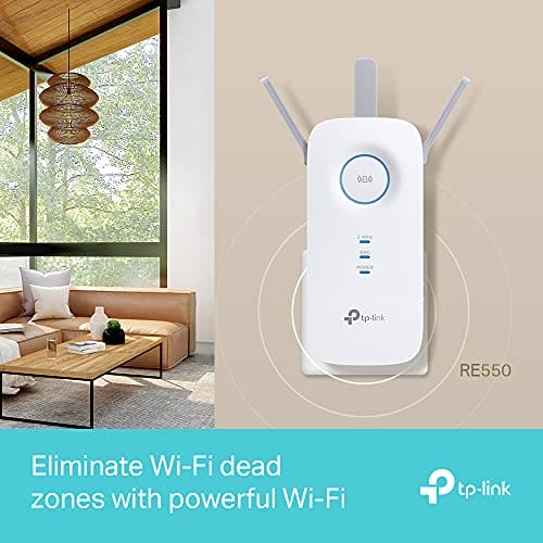 TP-Link AC1900 Gigabit Mesh Wi-Fi Range Extender/Wi-Fi Booster/Wi-Fi Repeater, 3 External Antennas, Intelligent Signal Light, Power Schedule, LED Control, Tether APP, Easy Setup, UK Plug (RE550)