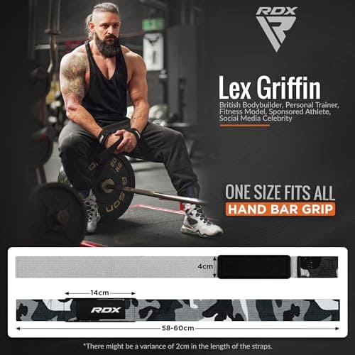 RDX Weight Lifting Straps,Powerlifting Deadlifting, Anti Slip 60CM Hand Bar Grip, 5MM Neoprene Wrist Support, Heavy Duty Weightlifting Bodybuilding Workout