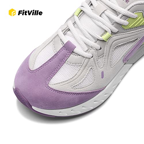 FitVille Womens Extra Wide Fit Trainers Ladies Walking Running Shoes Comfortable Sneakers for Flat Feet Plantar Fasciitis, Light Purple, 4 UK X-Wide