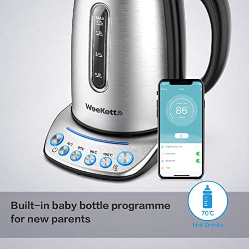 Smart Kettle by WeeKett - voice control with Amazon Alexa, Google & Siri, Variable Temperature Control, Keep Warm, Stainless Steel, BPA Free, Energy Efficient, 2200W, 1.7L