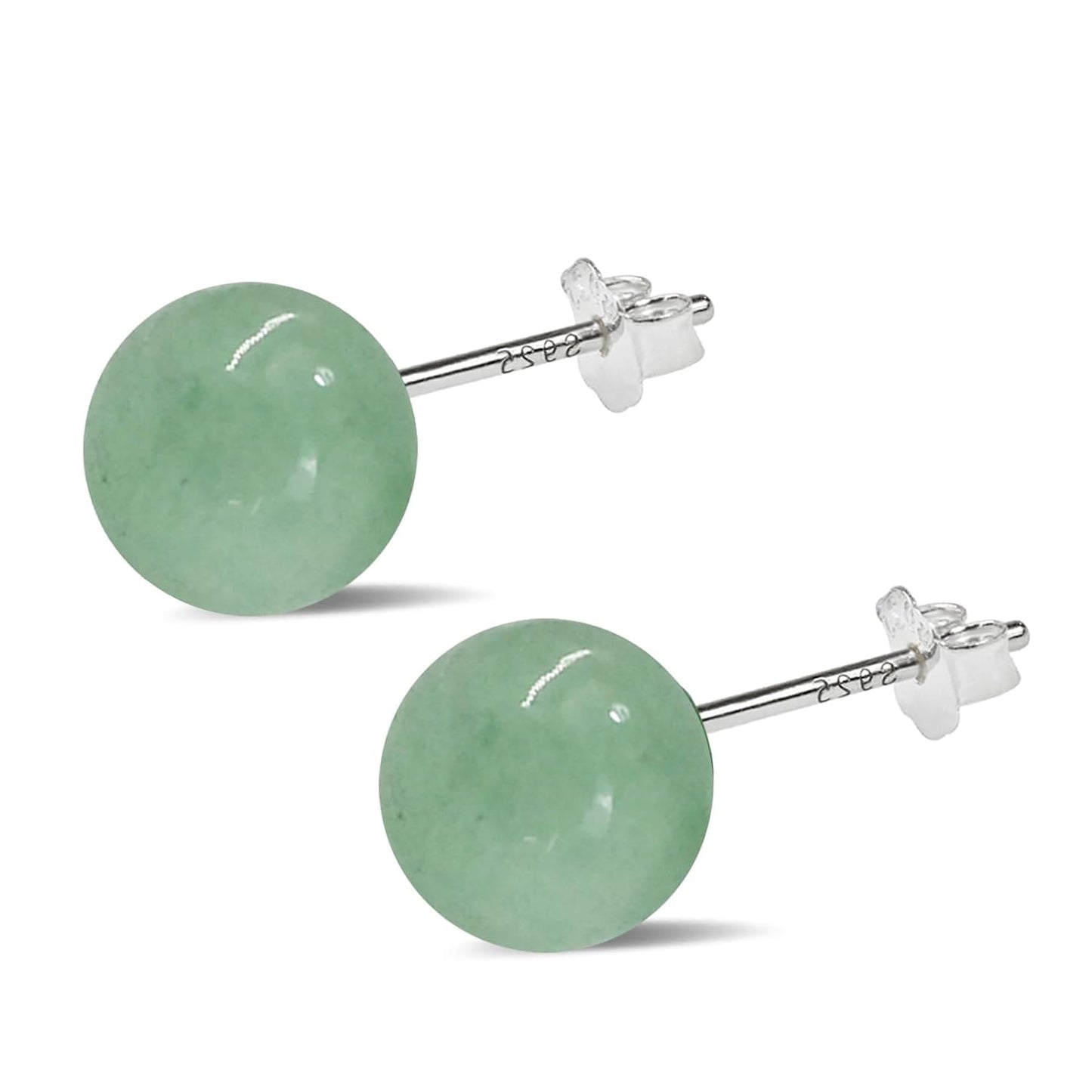 Jade Earrings Studs,8mm Dark Green Jade Earrings for Women,925 Sterling Silver Stud Earrings Jade Jewellery Good Luck Earrings Handmade Gift for Birthday Anniversary