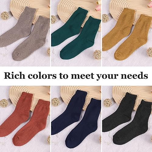 Fanshiontide 6 Pairs Women Thermal Socks, Ladies Thick Warm soft Winter Cozy Walking Socks Comfy Hiking Boot Socks Welly Socks Warm Winter Socks Womens, UK Size 4-8