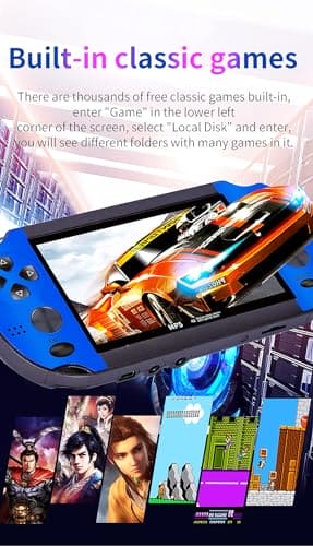 CZT Colorful Retro Video Game Console 4.3 inch Sreen 8GB Built-in 3000 Games Handheld ArcadeGame Console mini Portable Game Device Multiple Simulator MP3 MP4 E-book Nostalgic Children's gift(Blue)