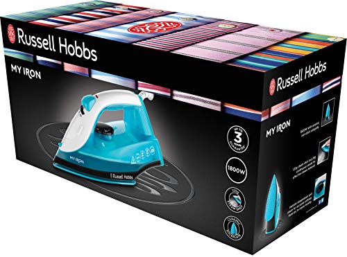 Russell Hobbs My Iron Steam Iron, Ceramic Soleplate, 260 ml Water Tank, Self-Clean Function and Two Metre Power Cable, 1800 W, Blue and White, 25580