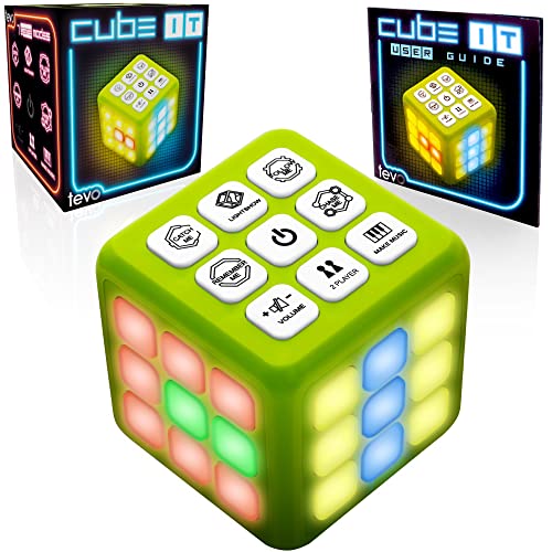 Tevo Cube-it Memory Game Flashing Cube Memory & Brain Game - 7 in 1 Handheld Games For Kids, Electronic Puzzle Games Cube - STEM Toys For Boys & Girls