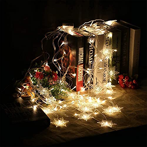 OAICIA LED Curtain String Lights, 96 LED 3.5M Fairy Snowflake Lights, Christmas Lights 4 Flashing Modes,Waterproof Light for Christmas Window, Garden, Party, Patio Decoration