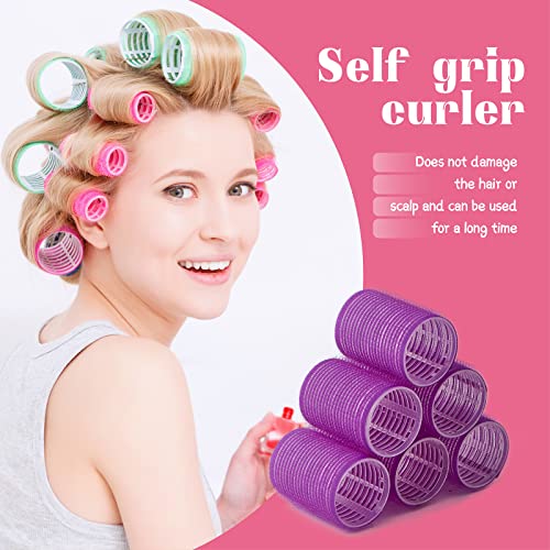 Hair Rollers Set 32 PCS, PandyCare For Long & Short - No Heat, Hair-friendly, Natural Effect, Includes 18 (1.73+1.41+0.98 inch), 12 Clips,1 Rat Tail Comb 1 Storage Bag