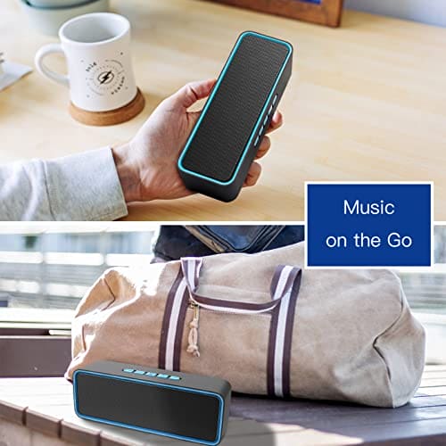 Sonkir Portable Wireless Speaker, Wireless 5.0 Mini Speaker with 3D Stereo Hi-Fi Bass, Built-in 1500 mAh Battery, Support TF Card and AUX (Blue)