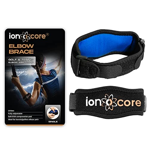 ionocore Tennis Elbow Support Strap - Golfers Elbow Support for Men & Women - Arm Support for Rapid Pain Relief & Recovery - Elbow Brace with EVA Compression Pad & Adjustable Tennis Elbow Support