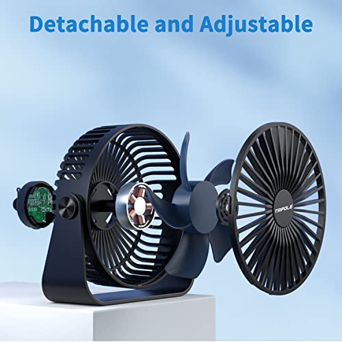 TriPole USB Desk Fan, 3 Speeds Adjustable Strong Wind Table Fan, 360° Rotation Mini Personal Fan, 5.5 Inches Portable Cooling Fan for Desktop Office Home Bedroom Car Outdoor Camping, Black