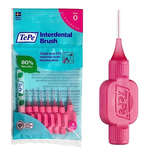 TePe Interdental Brushes | Type: Original | Pink | Size 0 (0.4mm) | 1 Pack of 8 Brushes