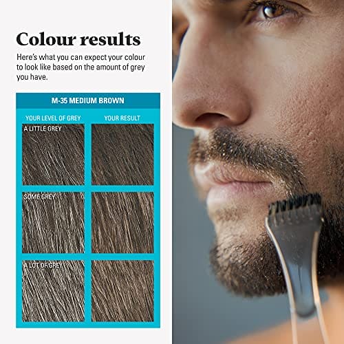 Just for men Moustache & Beard Medium Brown Dye, Eliminates Grey for a Thicker & Fuller Look – M35