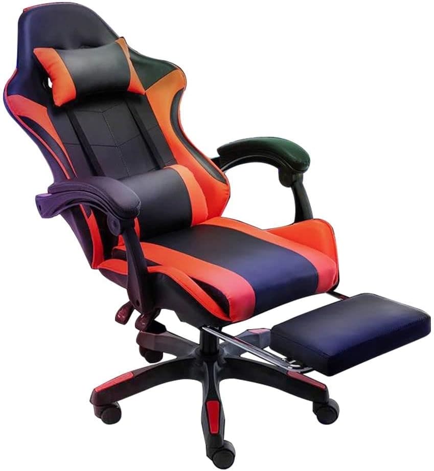 Gaming Chair Ergonomic Computer Chair Office Chair Desk Swivel Chair Adjustable Reclining Footrest Cushion Red New!