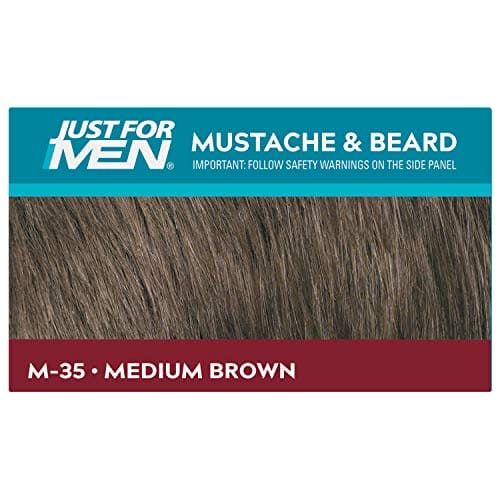 Just for men Moustache & Beard Medium Brown Dye, Eliminates Grey for a Thicker & Fuller Look – M35