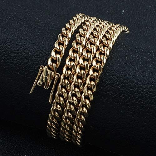 Gold Cuban Link Chain Necklace for Men/Women Real 12MM 18K Diamond Cut Heavy w Solid Thick Clasp Hip Hop