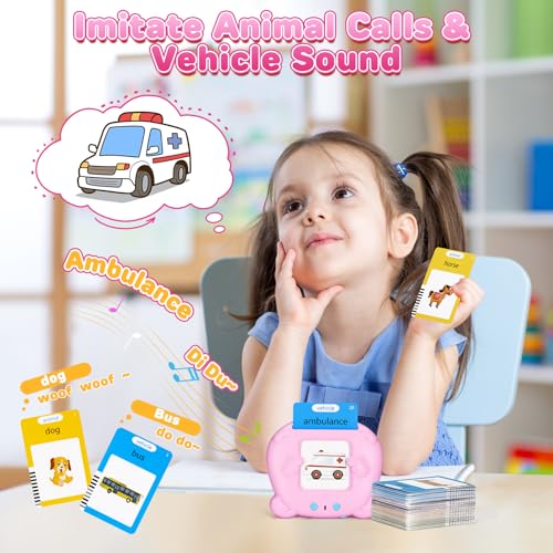 Talking Flash Cards for Toddlers, Early Educational Toys for 2 3 4 5 6 Year Old Boys Girls, 224 Words 112 Double Sided Flashcards Preschool Learning Reading Toys Montessori Interactive Gifts for Kids