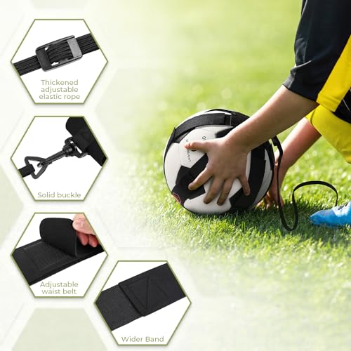 GHB Football Kick Trainer Solo Practice Training Aids with Adjustable Waist Belt, Football Control Skills Trainer Equipment Gifts for Boys Kids