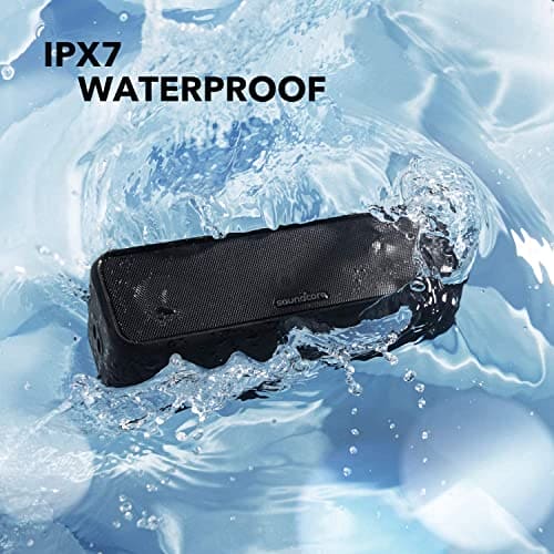 soundcore 3 Bluetooth Speaker by Anker with Stereo Sound, Pure Titanium Diaphragm Drivers, 24H Playtime, IPX7 Waterproof, Bluetooth 5.0, PartyCast Technology, BassUp, App, Custom EQ