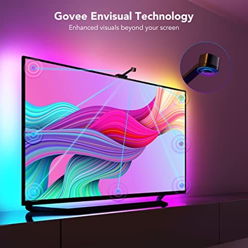 Govee WiFi LED TV Backlights with Camera, DreamView T1 Smart RGBIC TV Light for 55-65in TV, Alexa & Google Assistant Compatible, Viewing, Game