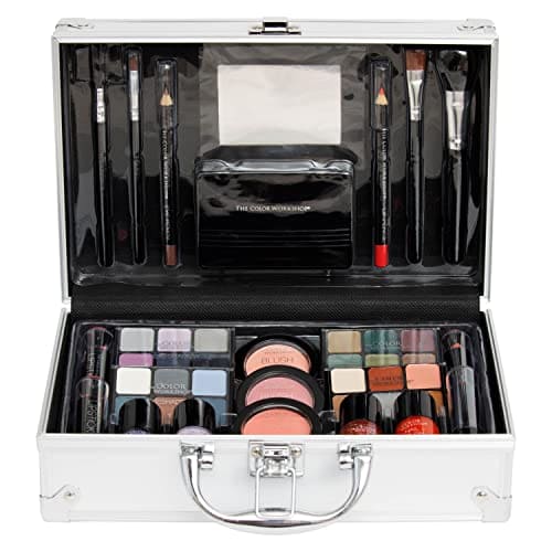 The Color Workshop - Bon Voyage Makeup Set - Fashion Train Case with Complete Professional Makeup Kit for Eyes, Face, Nails and Lips - Makeup Gift Set for Girls, Teenagers and Women - Beauty Case