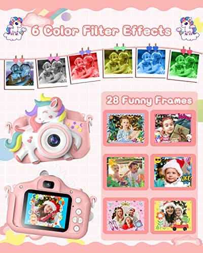 Kids Camera, Gofunly Kids Camera for Girls, 1080P HD 2.0 Inch Screen Kids Digital Camera with 32GB SD Card, Birthday Christmas Kids Toys Gifts Selfie Childrens Camera for Kids Age 3-12 Years Old Girls