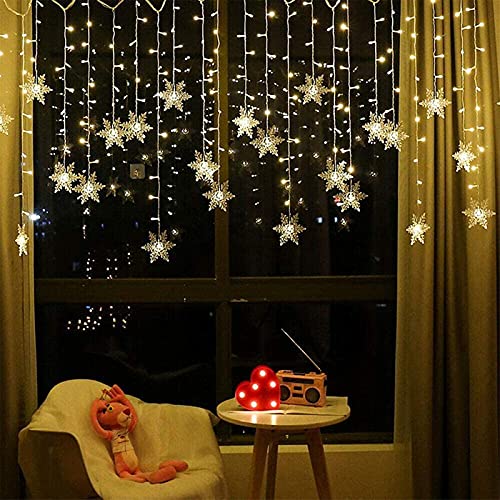 OAICIA LED Curtain String Lights, 96 LED 3.5M Fairy Snowflake Lights, Christmas Lights 4 Flashing Modes,Waterproof Light for Christmas Window, Garden, Party, Patio Decoration