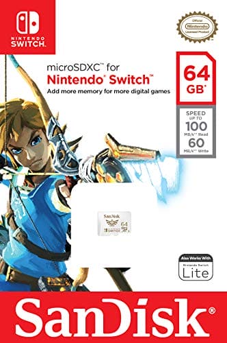 SanDisk 64GB microSDXC card for Nintendo Switch consoles up to 100 MB/s UHS-I Class 10 U3