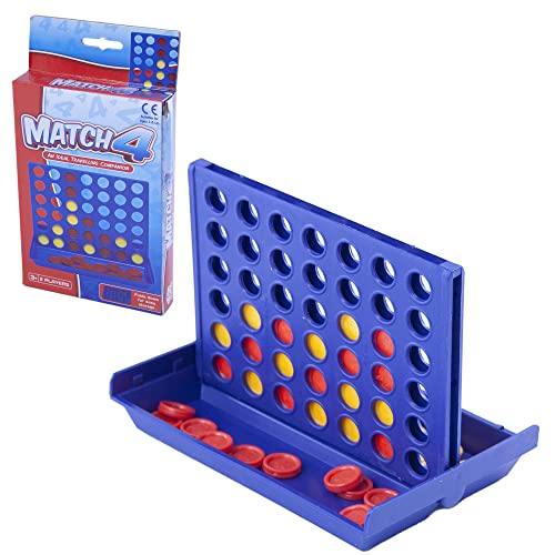 Travel Sized Classic 4 in a Row Game, 42 Counters, Mini Size Board Game for Kids, Match Four in a Line, Ideal Travelling Companion for Family Fun, Kids and Adults Will Love This Pocket Sized Game