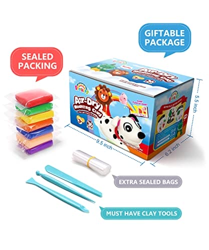 SAGO BROTHERS Air Dry Clay,36 Colors Modelling Clay Set with 3Clay Tools&Book,DIY Ultra Light Magic Clay,Arts and Crafts Kits for Kids Boys Girls Toys, Gifts Boxes for Presents Age3-12 Year Old