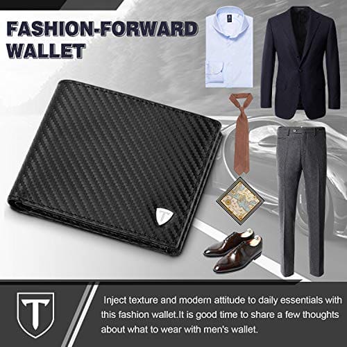 TEEHON® Wallets Mens, Leather Wallet, RFID Blocking Wallet, Wallets for Men UK with Coin Pocket, 2 Banknote Compartments, 8 Card Holders, Mens Wallet with Gift Box