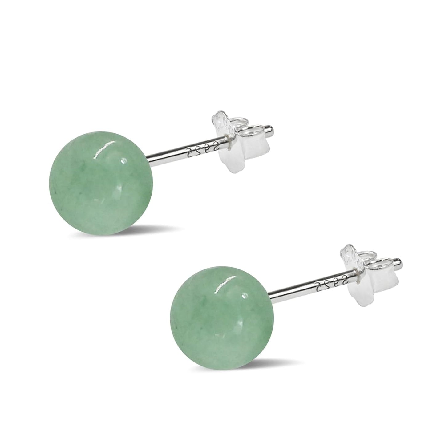 Jade Earrings Studs,8mm Dark Green Jade Earrings for Women,925 Sterling Silver Stud Earrings Jade Jewellery Good Luck Earrings Handmade Gift for Birthday Anniversary