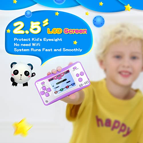 QINGSHE Portable Handheld Games console for Kids 2.5" LCD Screen 168 Games TV Output Arcade Gaming Player System Birthday for Your Boys Girls(Purple)