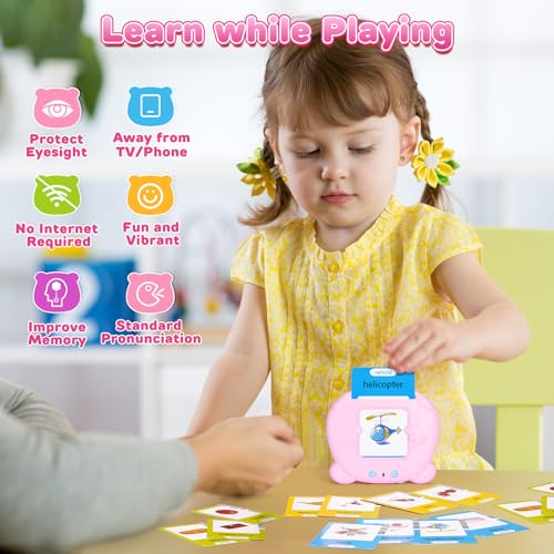 Talking Flash Cards for Toddlers, Early Educational Toys for 2 3 4 5 6 Year Old Boys Girls, 224 Words 112 Double Sided Flashcards Preschool Learning Reading Toys Montessori Interactive Gifts for Kids