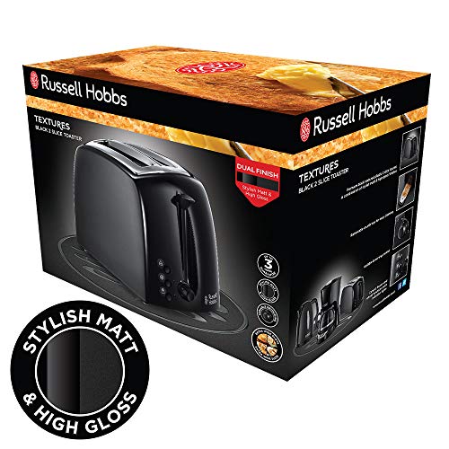 Russell Hobbs 21641 Textures 2-Slice Toaster, 700 - 850 W, Black