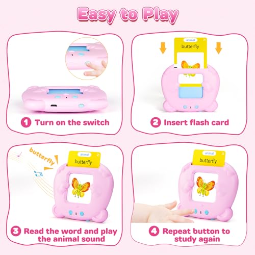 Talking Flash Cards for Toddlers, Early Educational Toys for 2 3 4 5 6 Year Old Boys Girls, 224 Words 112 Double Sided Flashcards Preschool Learning Reading Toys Montessori Interactive Gifts for Kids