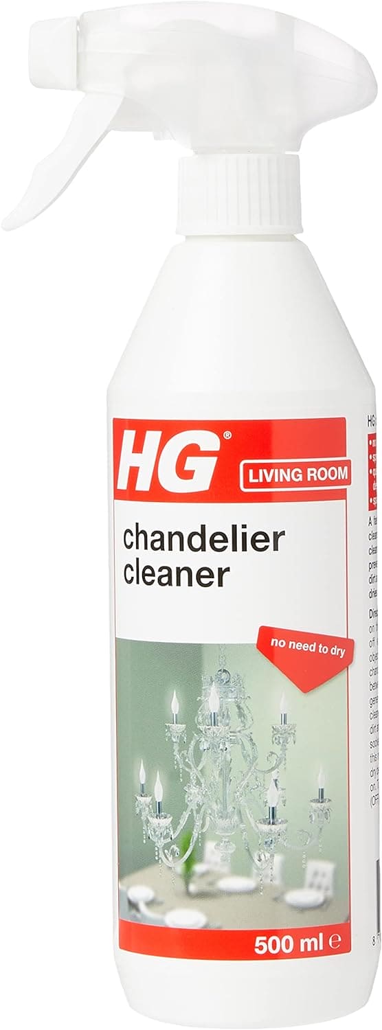 HG Chandelier Cleaner Spray, Specialist Crystal & Glass Cleaner Spray for Lighting Fixtures, Gentle on Delicate Surfaces, Spray On & Drip Dry, Dissolves Dirt - 500ml