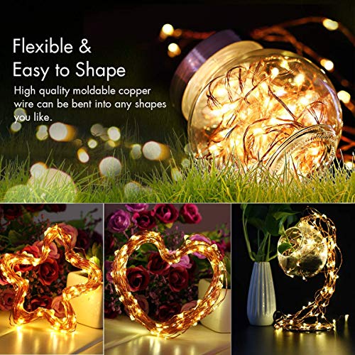 [2 Pack] Fairy String Lights, 120LED 12M/40Ft 8 Modes USB Plug in Powered Lights Waterproof Outdoor/Indoor Copper String Lights with Remote Timer for Bedroom, Party, Christmas (Warm White)