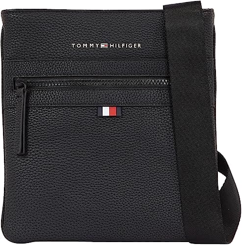 Tommy Hilfiger Men Essential PU Crossover Shoulder Bag Small, Black (Black), One Size