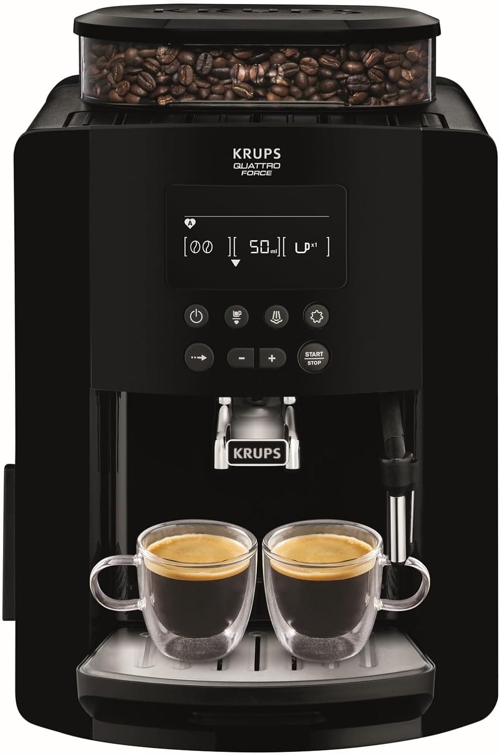 KRUPS Arabica Digital Automatic Coffee Machine, Bean to Cup, Espresso & Cappuccino Maker, 1.7 litre Water Tank, Silver, EA817840