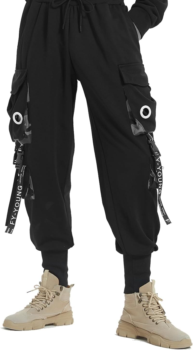 Hello MrLin Men's Techwear Pants Hip Hop Joggers Cargo Pants Baggy Streetwear Punk Trousers