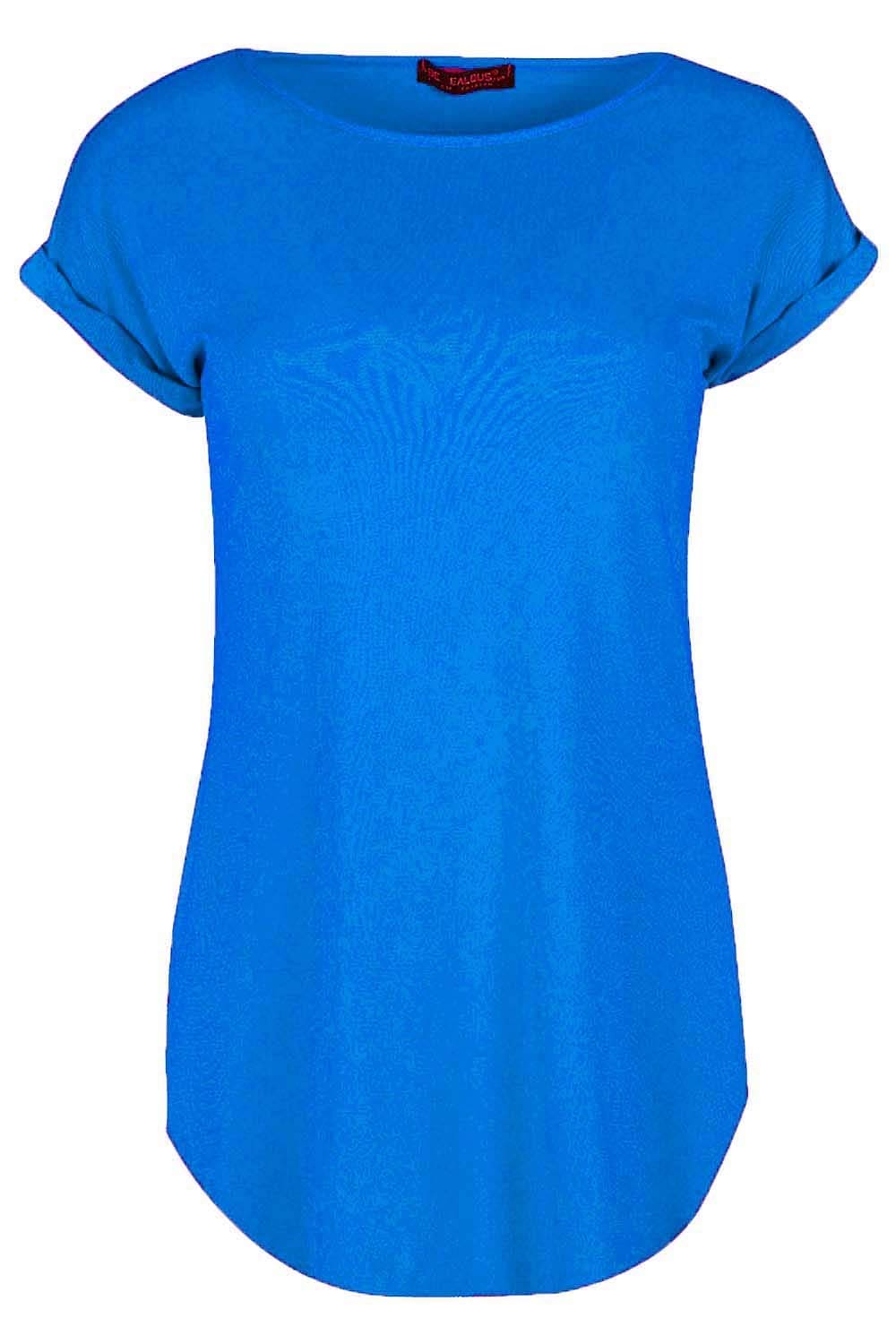 Fashion Star Womens Plain Curved Hem Jersey T-Shirt Top