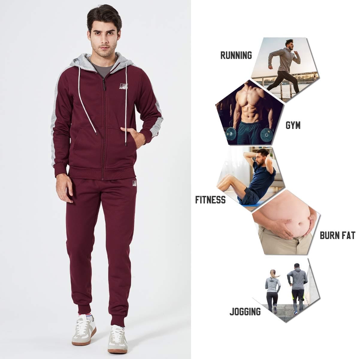 LBL Men's Casual Tracksuit Set 2 Piece Athletic Sweat Suits Long Sleeve Full-Zip Running Joggers Set