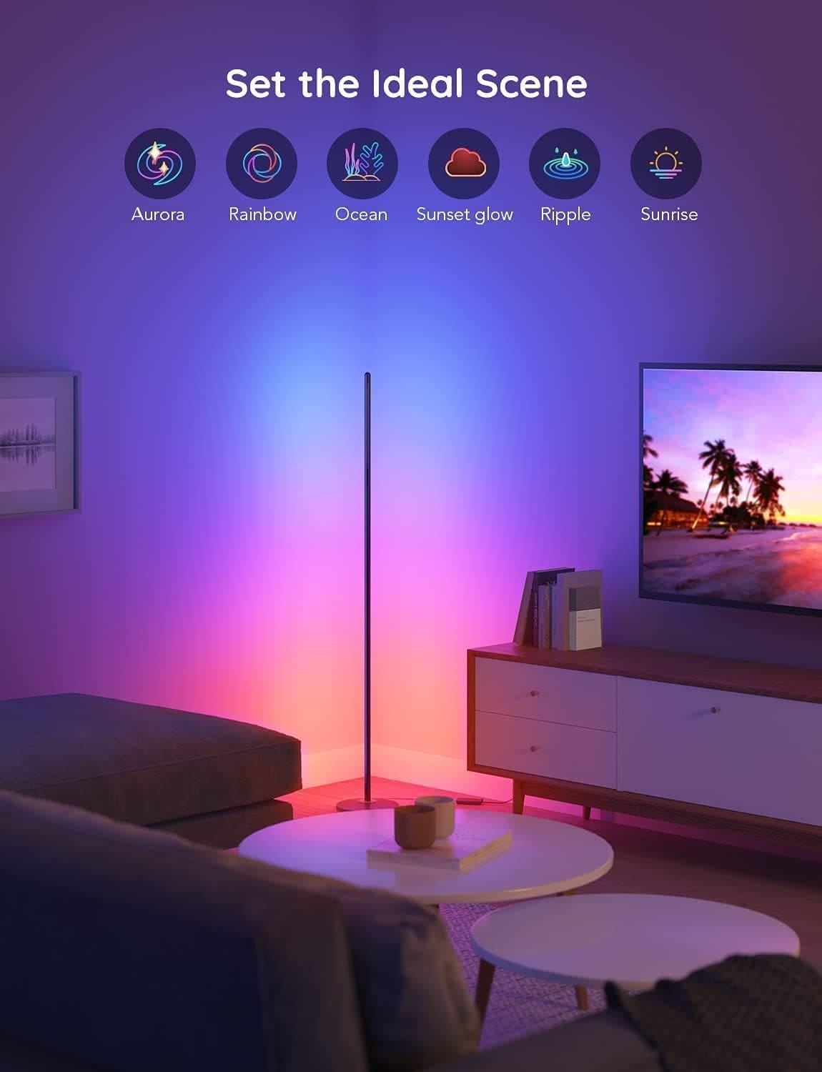 Govee LED Floor Lamp, RGBIC Corner Floor Lamp Works with Alexa Google Assistant, 16 Million Colours & 58 Scenes Mood Light for Living Room, Bedroom