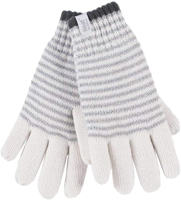 HEAT HOLDERS - Ladies Cute Striped Fairisle Warm Knitted Fleece Lined Winter Thermal Gloves