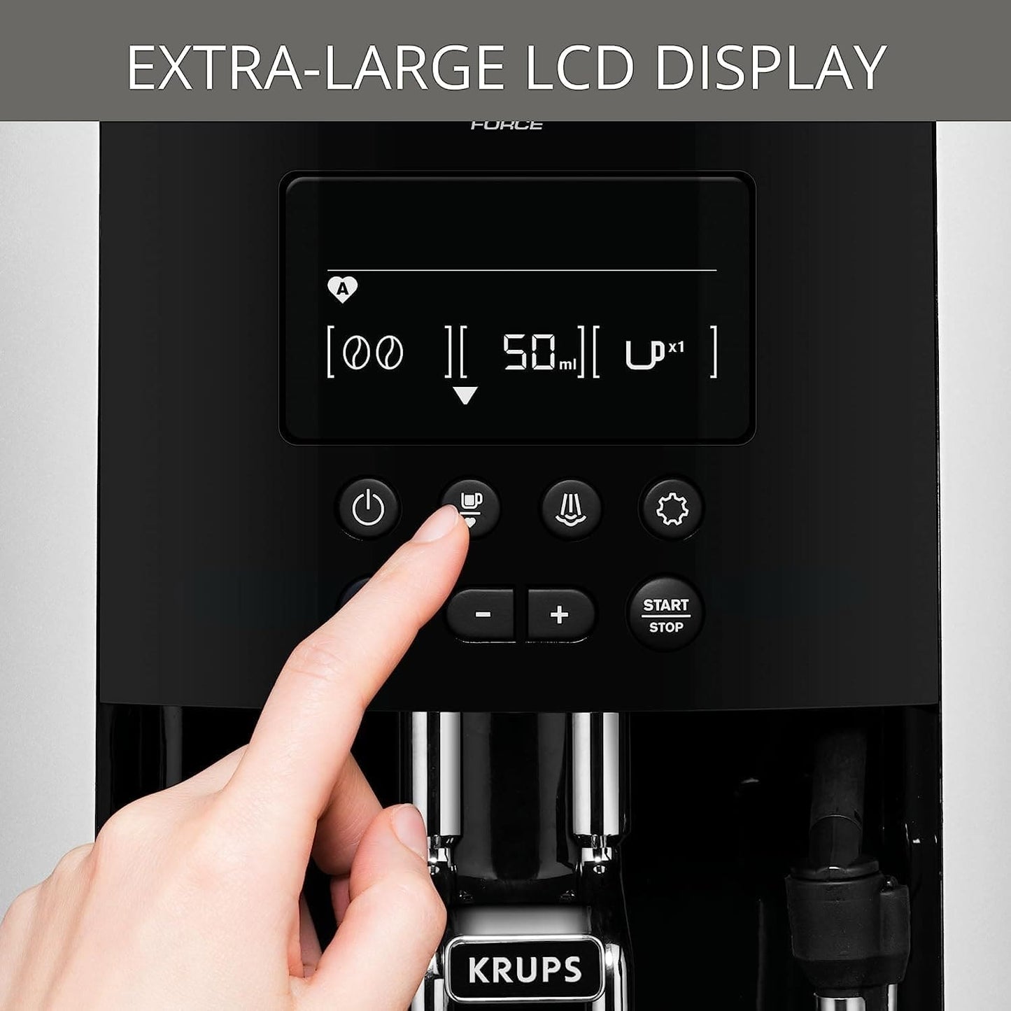 KRUPS Arabica Digital Automatic Coffee Machine, Bean to Cup, Espresso & Cappuccino Maker, 1.7 litre Water Tank, Silver, EA817840