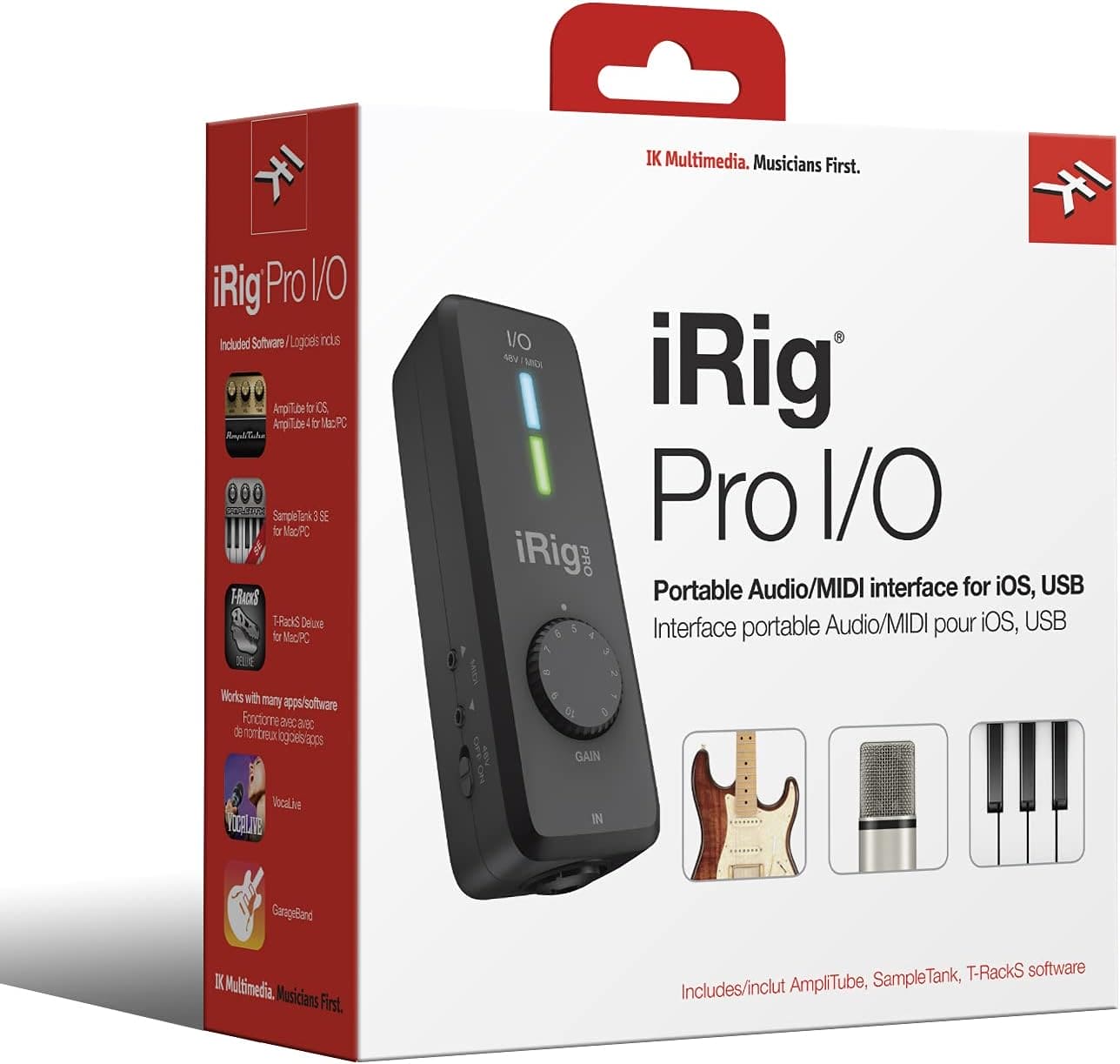 IK Multimedia iRig Pro I/O - Fully Equipped Pocket Audio, MIDI Interface, Recording Studio Quality Sound, 24 bits/96 kHz, Additional Essential Functions for Mobile Recording(Black)