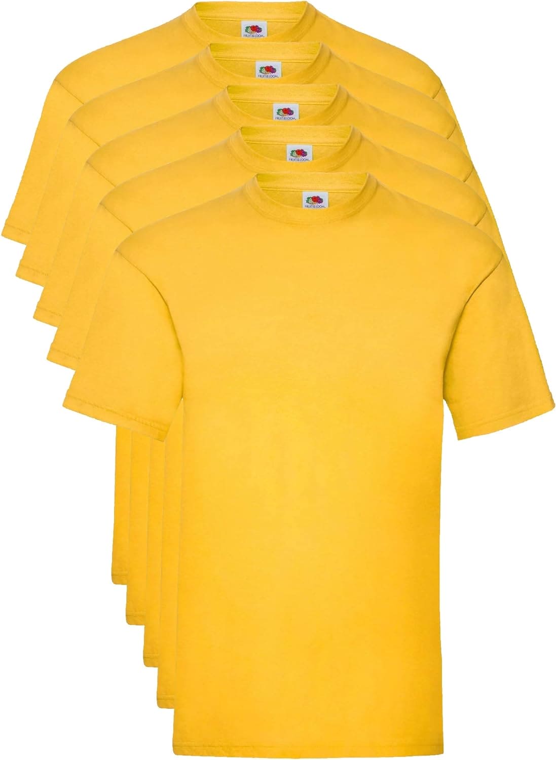 FRUIT OF THE LOOM Men's Valueweight 5 Pack T Shirt, Yellow (Sunflower 34), M UK