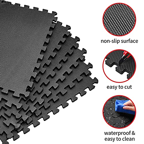 PROIRON Floor Protection Interlocking Mat 6 Pcs Large 60x60 cm Gym Floor EVA Foam Mat Tiles Thick 1 cm for Kids Exercise Fitness Outdoor Floor Covering Rubber Floor Mat for Workout Garage