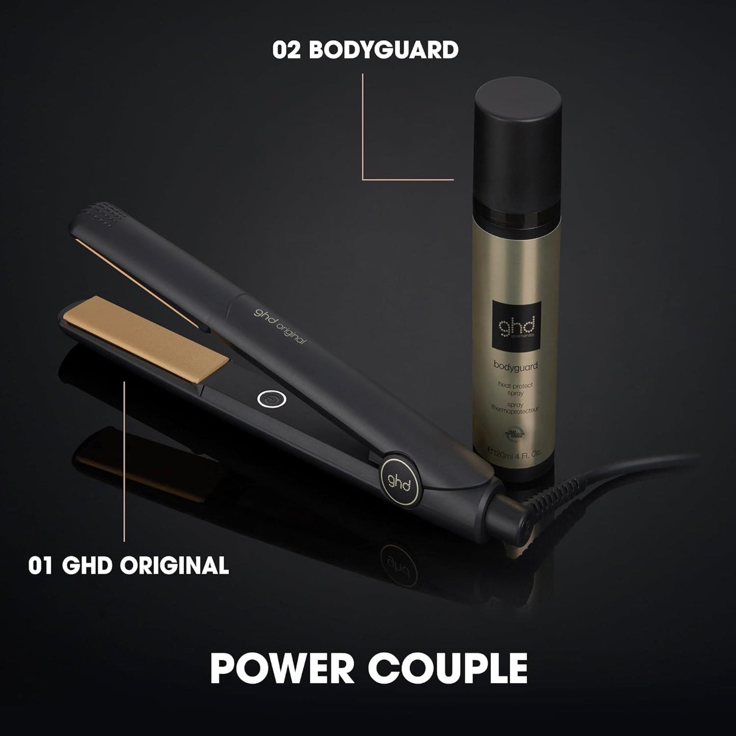 ghd Original - Hair Straightener, Iconic Ceramic Floating Plates with Smooth Gloss Coating for Lasting Results with No Extreme Heat, 30 Second Heat Up Time